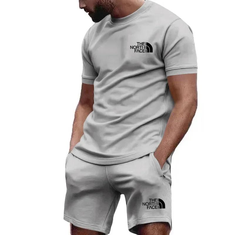 2024 new men\'s sportswear short sleeved T-shirt and sports shorts summer casual jogging pants set men\'s two-piece set