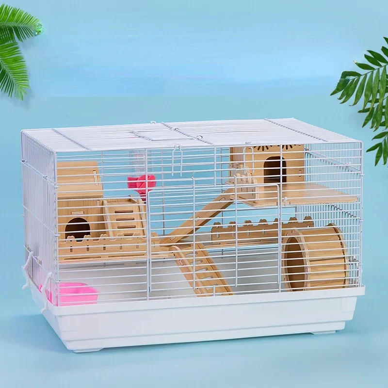 Two Floor Log Hamster Cage Large Space Special for Golden Bear Honey Bag Glider Nest Pet Supplies 47CM