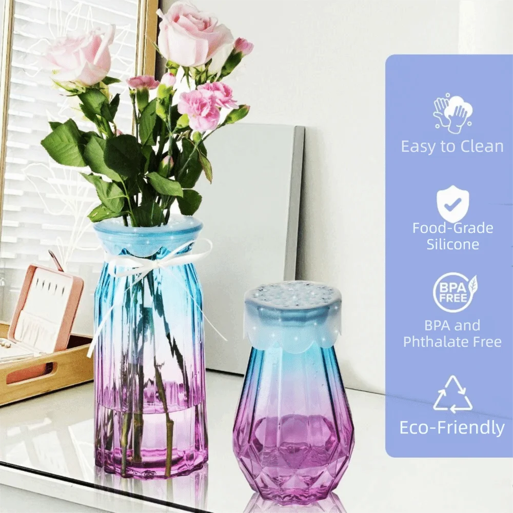2Pcs Waterproof Silicone Blossom Grid Flexible Reusable Flexible Floral Stem Holder Semi Transparent Silicone Flower Grid
