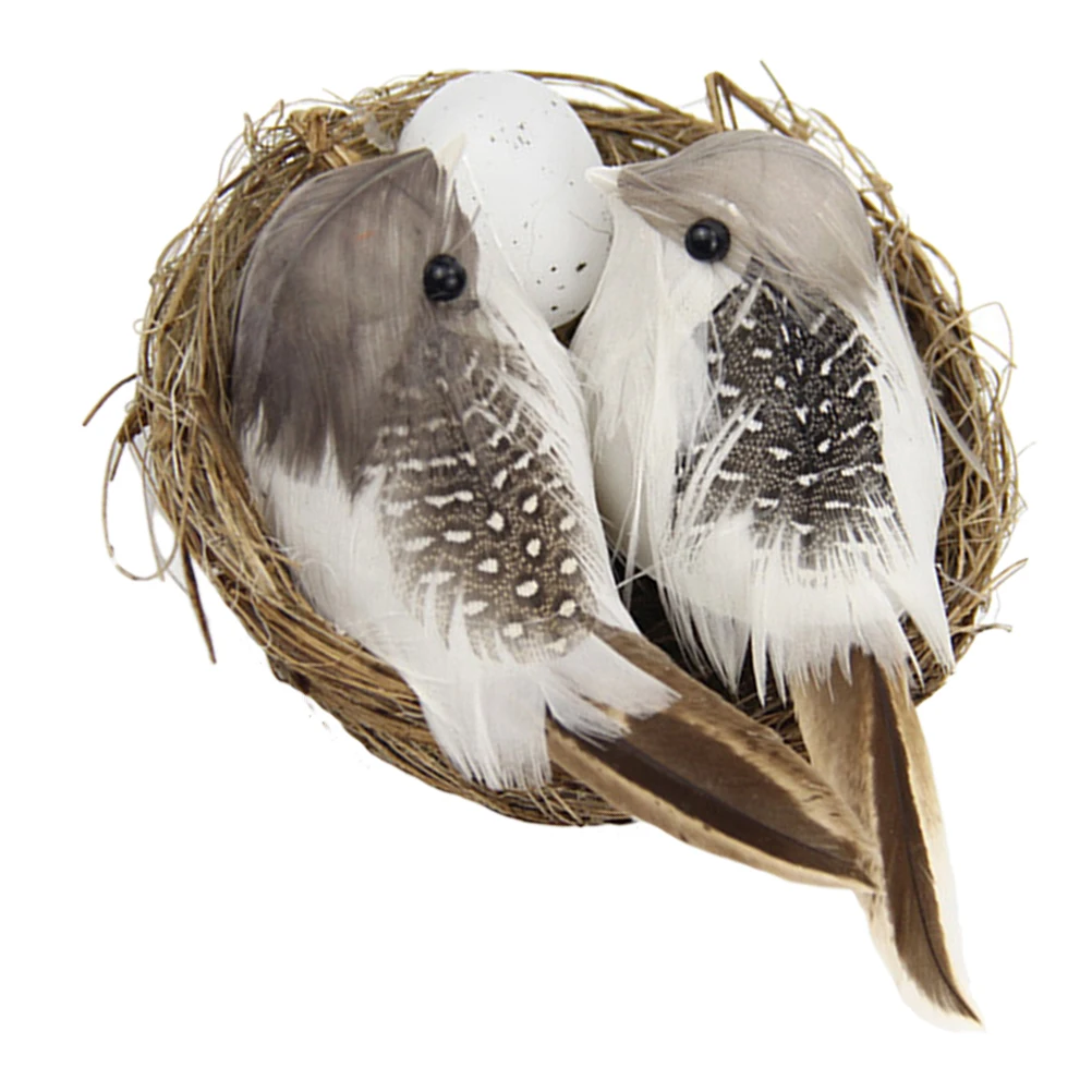 

Artificial Birds Nest Decor Bird Ornaments for Home Garden Office Restaurant Bar Fake Bird Cage Nest with Eggs tiny decorations