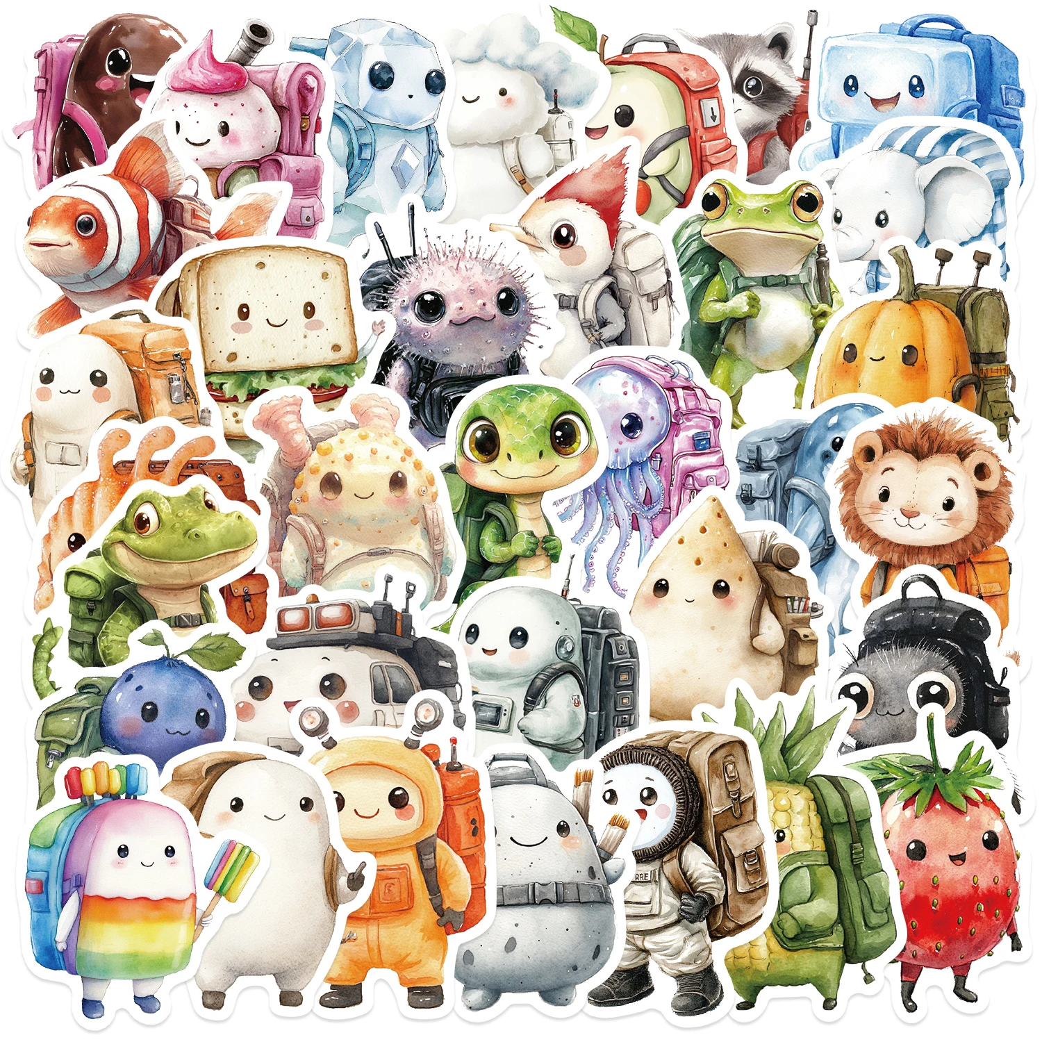 50PCS Animals Carrying Backpacks Stickers Funny Decals Classic DIY Waterproof for Suitcase Fridge Skateboard Notebook Guitar