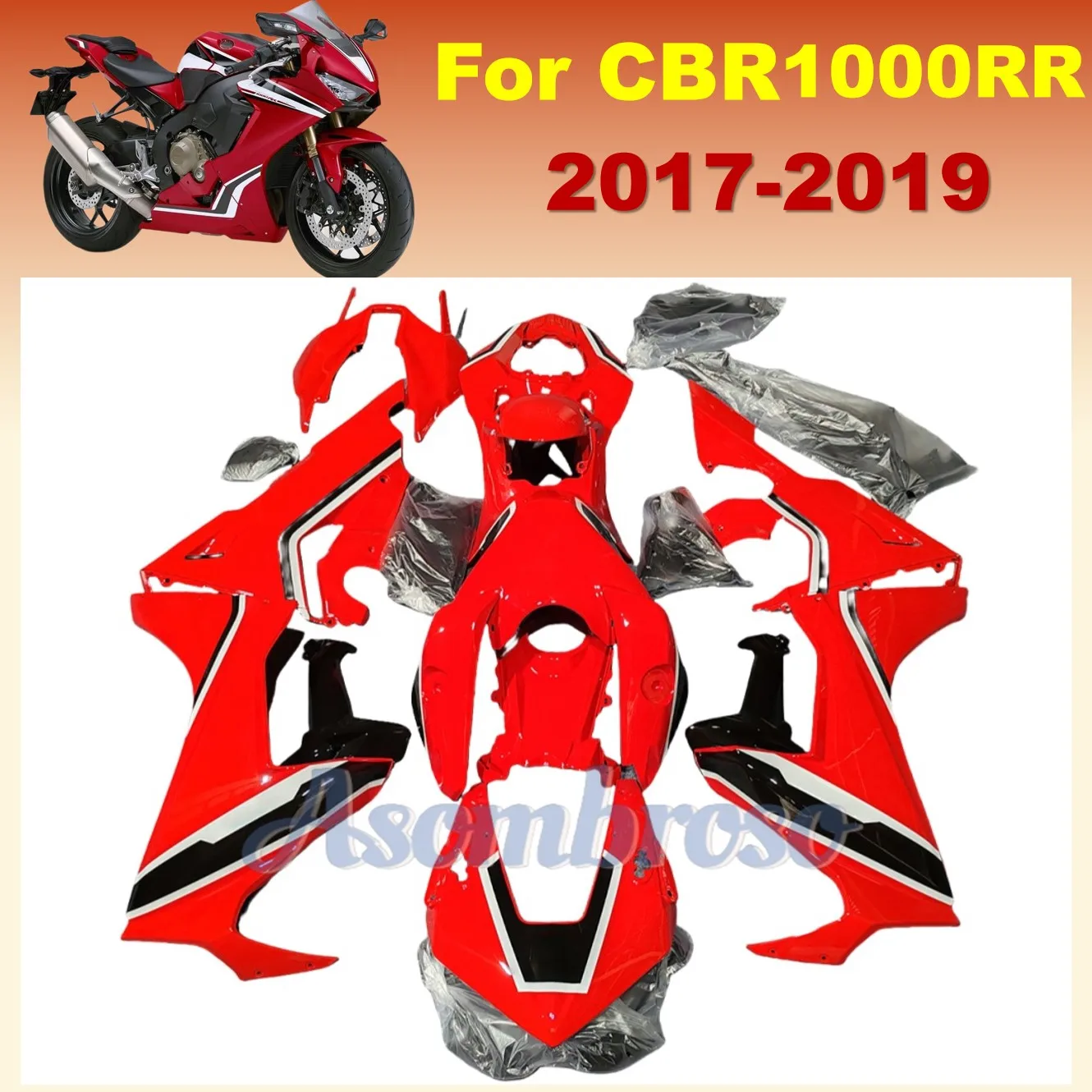 Great Quality Plastic Fairing Kit For CBR1000RR 2017 2018 2019 CBR1000 RR CBR 1000RR Moto Bike Universal Bodys red/black