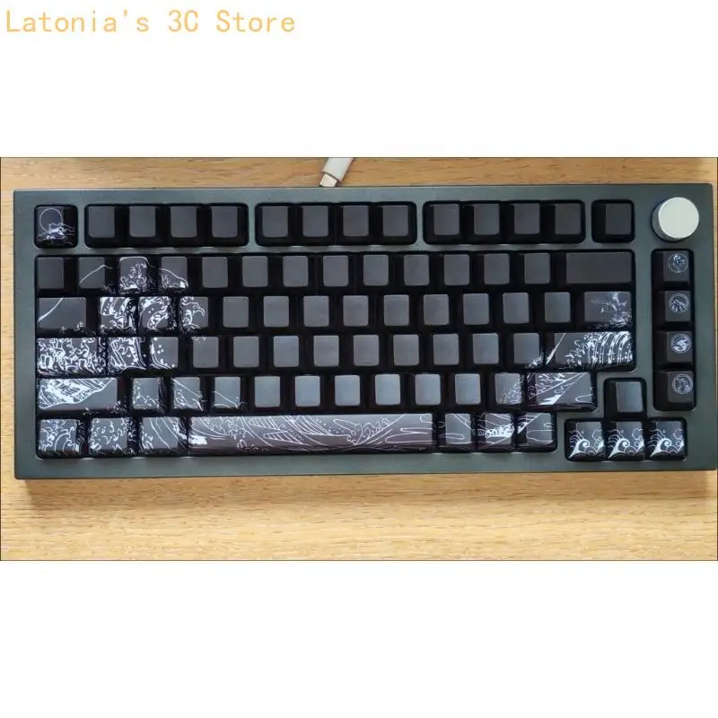 Fynmi Ukiyo e Artistic Keycaps PBT Material 127Key Cherries Profile Transparents Side Gravur für ANSI ISOs Mechanical X3UB – Detail 8