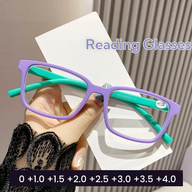 Übergroße quadratische Lesebrille für Damen, blaues Licht blockierend, großer Rahmen, hochwertige Presbyopie-Brille, Dioptrien 0 ~ + 3,5 Gafas – Detail 1