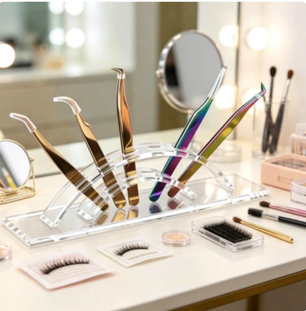 Eyelash Tweezers Storage Rack, Eyelash Extension Tweezers Display Rack, 6-hole Acrylic Tweezers Storage Rack