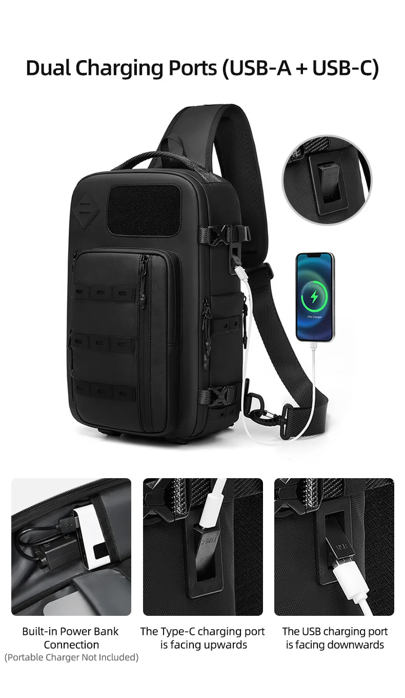 Cross Shoulder Bag Man Chest Bag Waterproof Tactical Waist Messenger Bag Zipper Fashion Outdoor