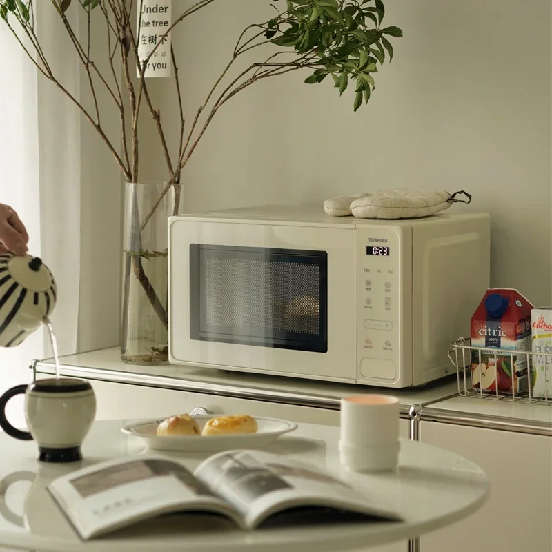 فرن الميكروويف المنزلي الرجعية الصغيرة القرص الدوار الرائد الرسمي حقيقية كريم صغير نمط جديد فرن الميكروويف