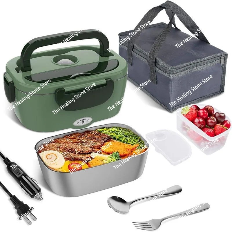 12V 110V/220V Portable Electric Lunch Box Can Be Plugged Into Heating Insulation Belt Hot Meal Cooking Office Worker Food Warmer