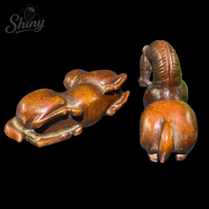 الرجعية الصلبة البرونزية الصينية تانغ سلالة الحصان زودياك تمثال حامل قلم ومسطرة