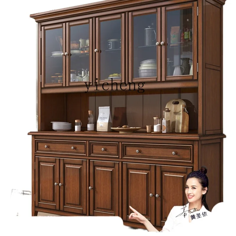 

XL American-Style Solid Wood Kitchen Living Room Cupboard Dining Log Storage High Cabinet