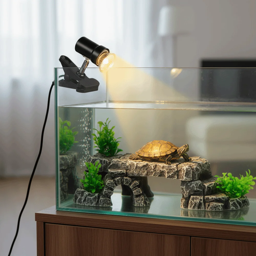 

Turtle Basking Lamp Adjustable Heating Thermostat Reptile Heat Lamp Clip-on Lamp Holder Vivarium Pet Heat Bulb