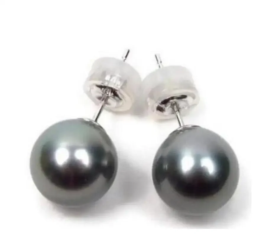 Fashion jewelry   noble jewelry gorgeous pair of 10-11mm tahitian black green pearl earring