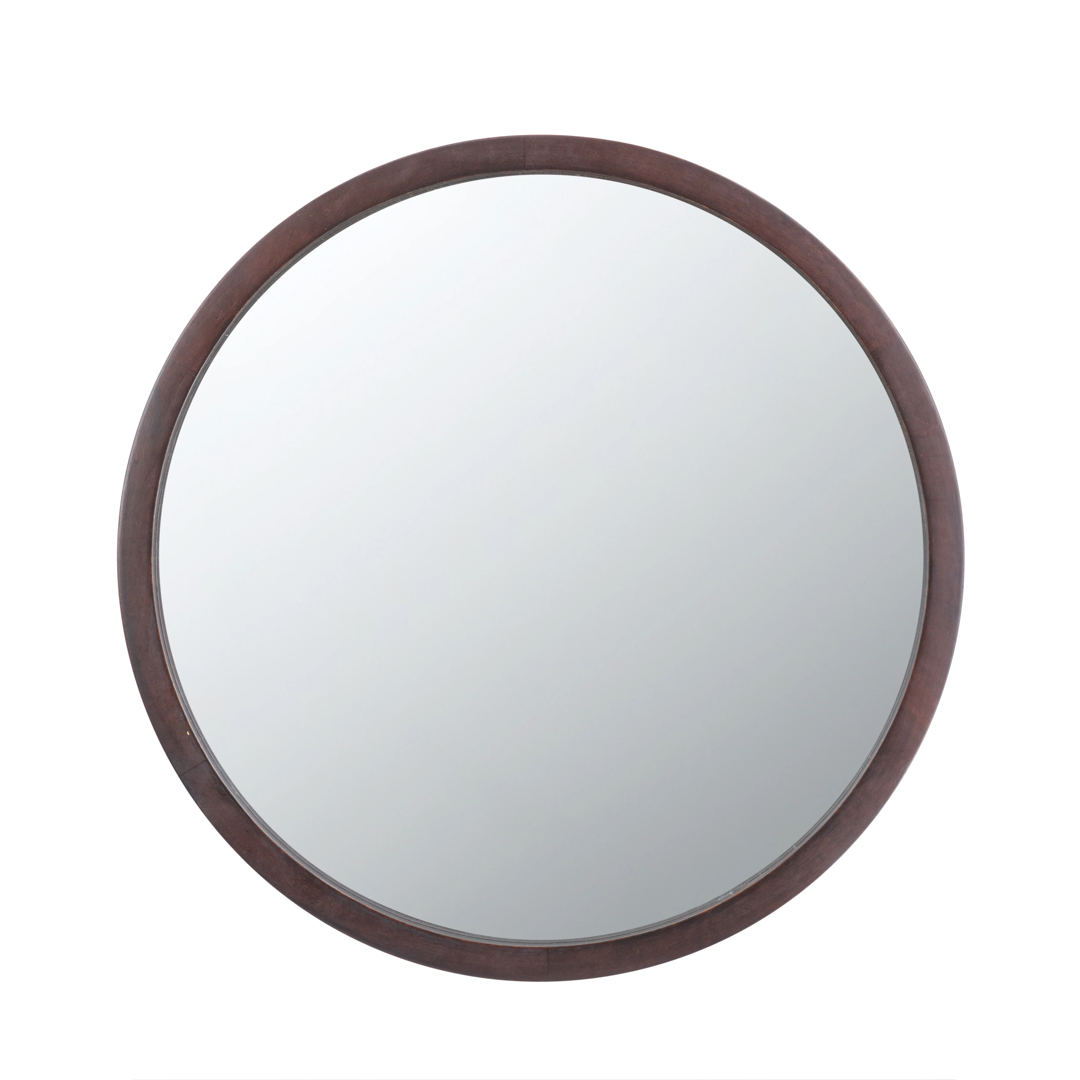 

20" x 20" Circle Wall Mirror with Wooden Frame and Walnut Finish,Wall Mirror for Living Room Dining Room