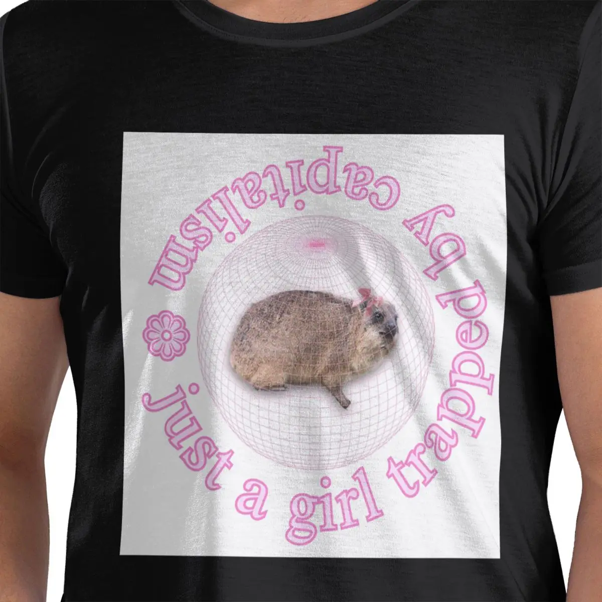 

Rock Hyrax Just A Girl Trapped By Capitalism Coquette 100% Cotton T-Shirt Men's Oversized T Shirts Men Crew Neck Short Sleeve