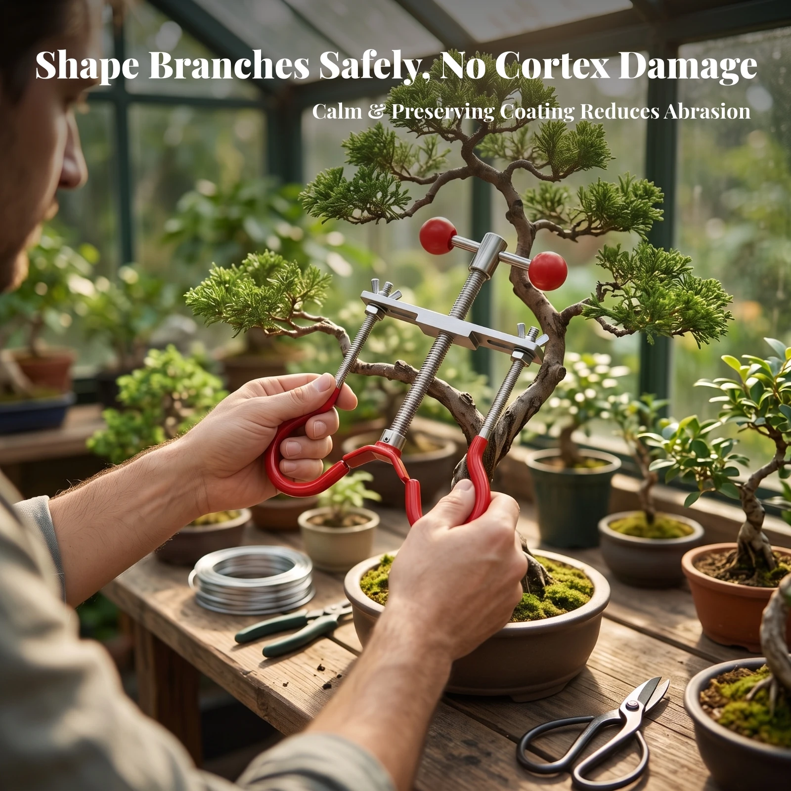 Bonsai Branch Bending Tool Stainless Steel Bonsai Branch Bender with Screw Mechanism Labor-Saving Heavy-Duty for Gardeners