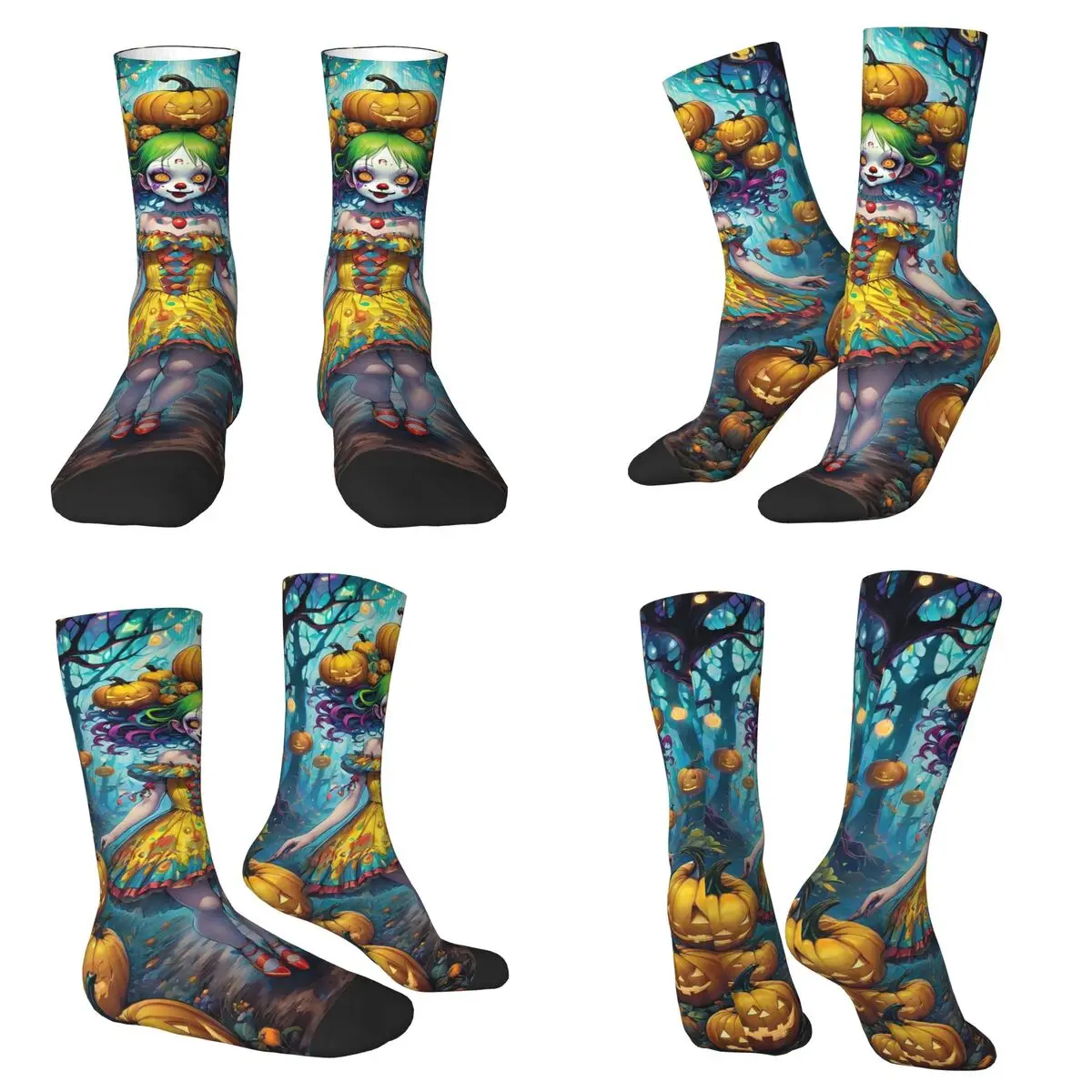 

Horror Halloween Clown Print Socks Harajuku High Quality Stockings All Season Long Socks Accessories for Unisex Birthday Present