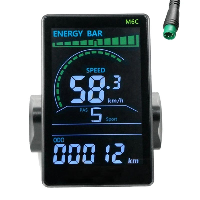 M6C Electric Bike LCD Display Meter 24V-60V E Scooter LCD Panel Color Screen Parts With USB For Mountain Electric Bike (5PIN)