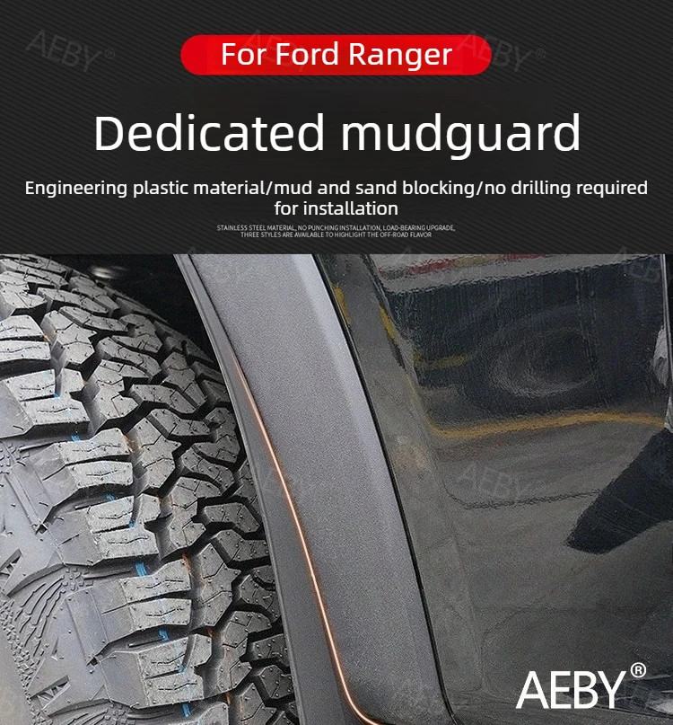 For Ford Ranger 2022-2026 fender splash guard,Fender Tire Fender Skin Soft Rubber Pad,Anti-scratch,Car external accessories view 4