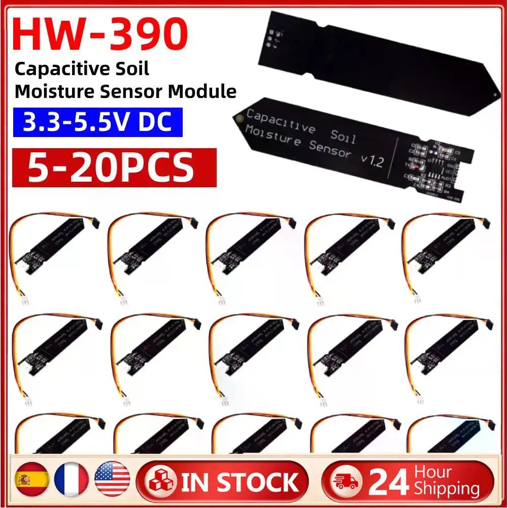 

Capacitive Soil Moisture Sensor Module Not Easy to Corrode Wide Voltage Wire 3.3~5.5V Corrosion Resistant W/ Gravity for Arduino