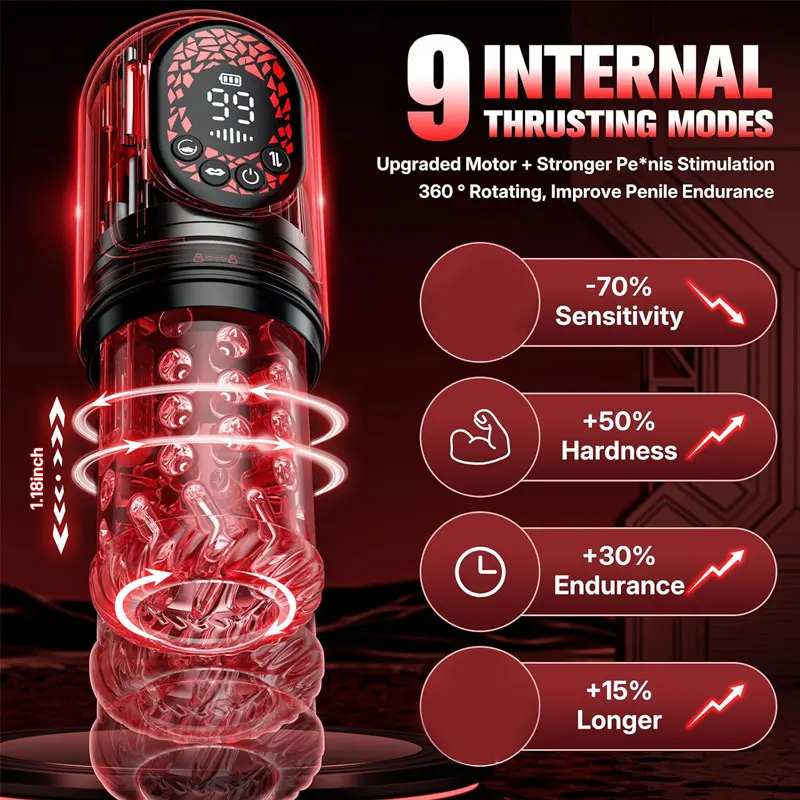 AI Sync Sex Machine Male Masturbators 9 Thrusting Rotating Vibrating Sucking Licking Mode Pocket Pussy Stroker Adult Sex Toys 18