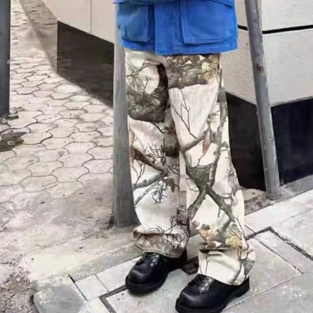 Pantalon de survêtement droit CamSolomon Graffiti, impression de branche de cuir chevelu d'érable, nouveau style décontracté américain, fjY2k