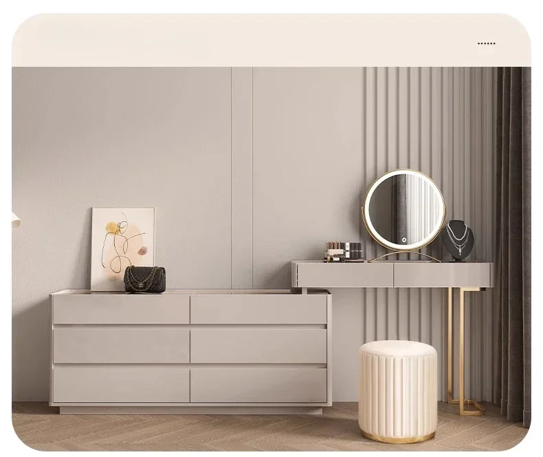 Luxury Cream Makeup Table Integrated Small Bedroom Apartment Light Dresser Chest Ultra Thin Wind