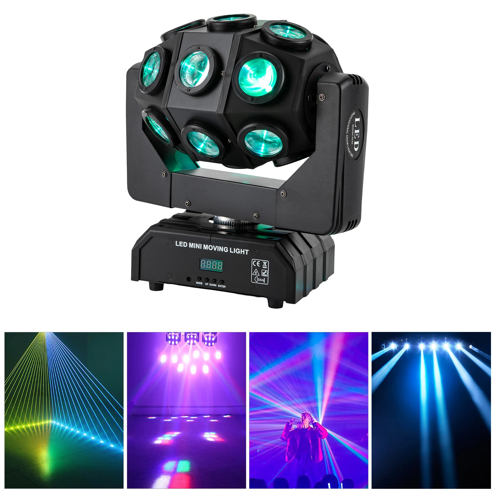 Luce a testa mobile, luce da discoteca a LED da 180 W, luce da festa RGBW, luci da palco DMX512 Luci da DJ per club, matrimoni, Natale