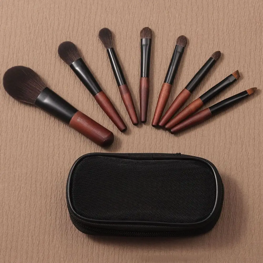 12 pçs delineador labial mini conjunto de escova de maquiagem com caixa de armazenamento peludo corretivo conjunto de escova blush madeira sombra compõem kit beleza