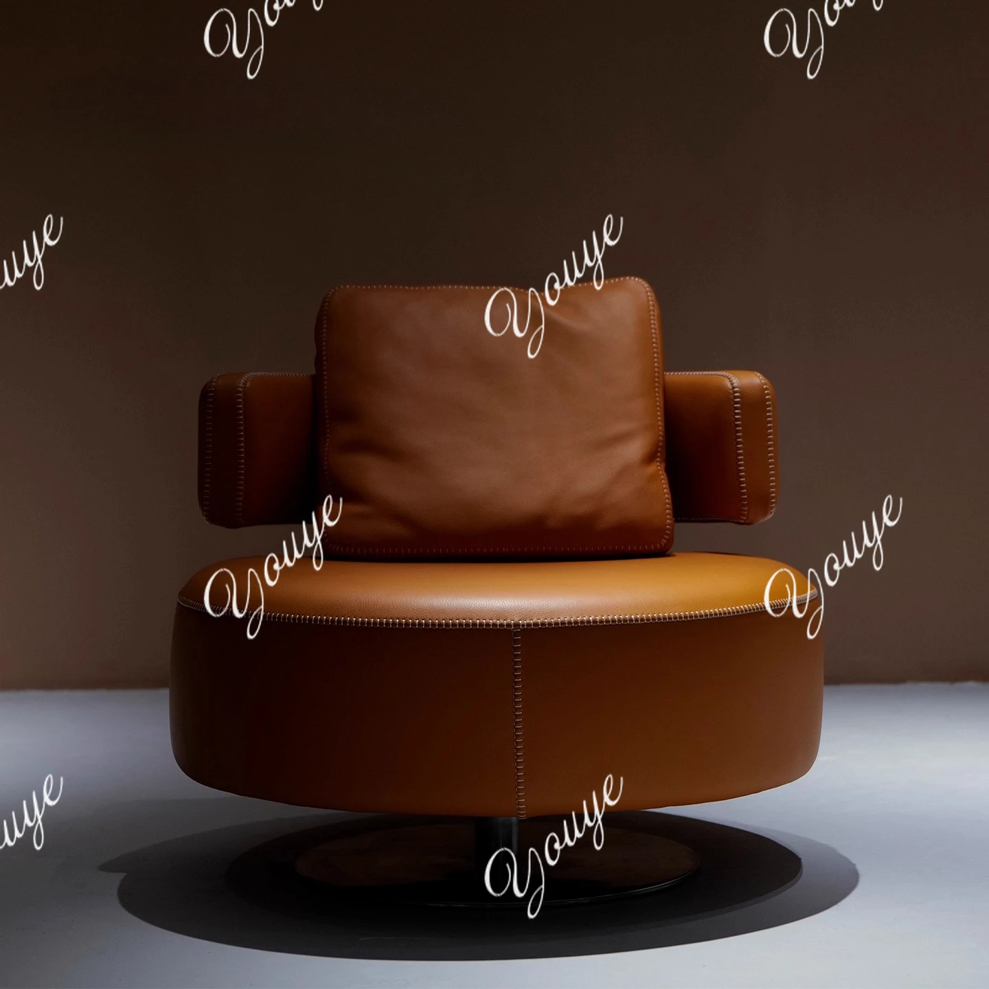 

Italian minimalist style leisure sofa modern light luxury single chair leather desk chair villa furniture