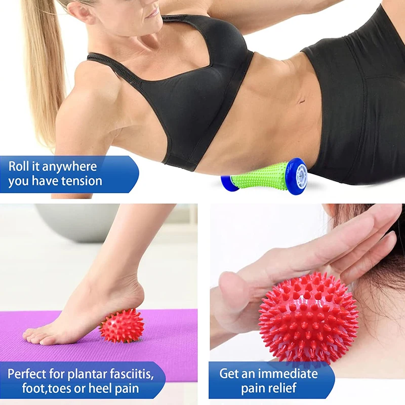 Foot Massager Massage Roller Balls Kit Yoga Sport Fitness Ball For Hand Leg Back Pain Therapy Deep Tissue Trigger Point Recovery