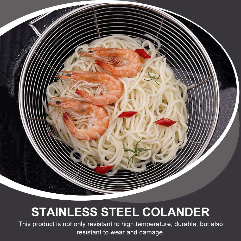 Colador de acero inoxidable multifuncional, colador para papas fritas, huevos, verduras, fideos, wontons, resistente al calor, 1 ud.