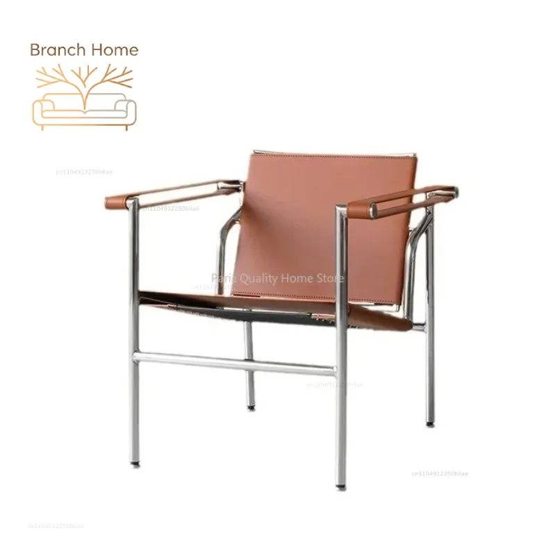 Le Corbusier Italian Style Single Sofa Chair Designer Vintage Single Chair Stainless Steel Leisure Chair