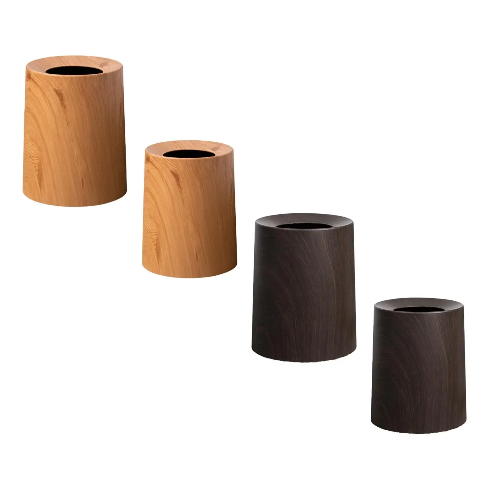 Wood Grain Trash Can Garbage Container Modern Toilet Paper Basket Waste Bin for