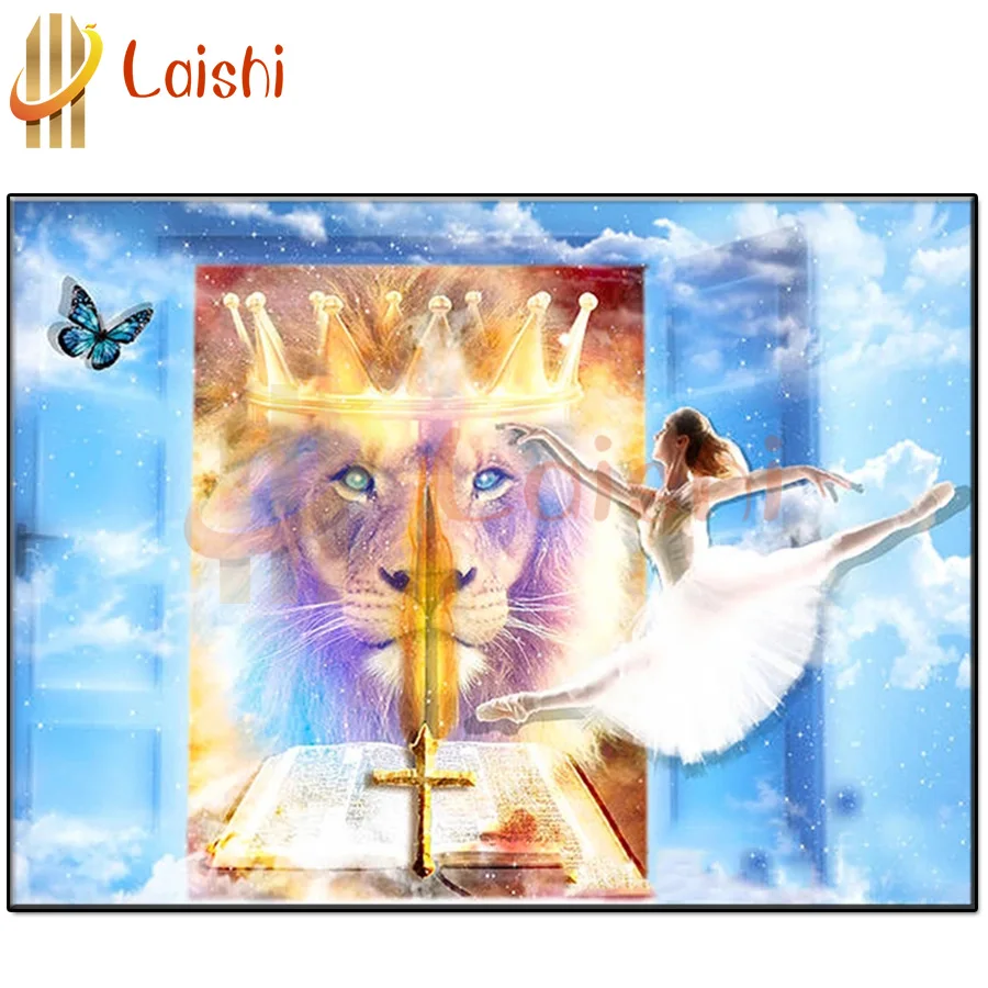 5D Diamond Painting for Home Decoration, Mosaic Stickers, The Word of God, Lion, Cross, Angel, Full Square, Round, DIY