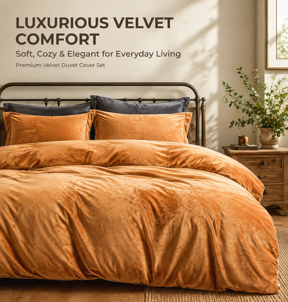 3 PCS Velvet Bedding Set, Includes 1 Duvet Cover & 2 Pillowcase, Ultra Soft Luxury Velvet Fabric, Cozy Warm Solid Color Bed Set for Twin/Queen/King Size, All Season Bedroom Decor, Guest Room, Dorm Room, Christmas & Halloween Home Decoration Gift