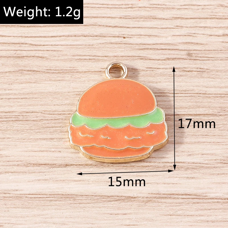 10 Stück 17x19mm Niedliche Lebensmittel-Anhänger, Emaille-Dreieck-Pizza-Anhänger für die Herstellung von Ohrringen, Halsketten, DIY-Handwerk und Schmuckzubehör – Detail 3