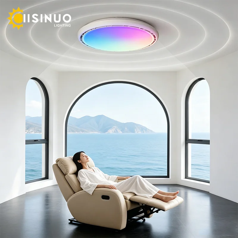 Ceiling Fan Light 46cm Smart Offline Voice Control & Remote 72W LED DC Brushless Silent Motor Reversible 6-Speed for Home Decora