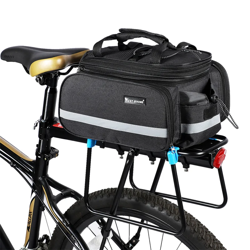 WEST BIKING Waterproof 3 In 1 Expandable Bicycle Trunk Bag Mountain Bike Rear Seat Cargo Carrier Cycling Travel Luggage Pannier