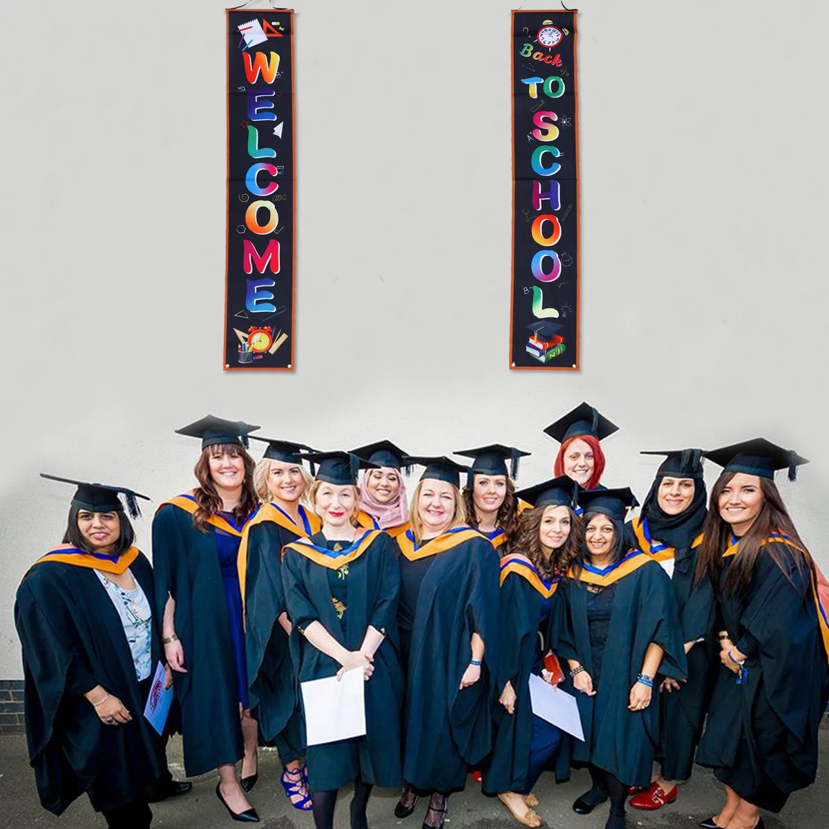 

Couplet Decorative Banner Back to School Stage Decoration Door Wall Hanging Sign Made Order Photo Prop Welcome