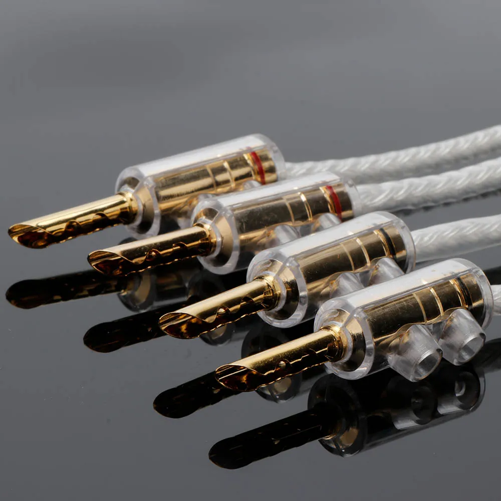 4szt Hifi sterling Silver Jumper Audio Cable Over Machine Kabel głośnikowy pozłacany Banana Y wtyczka Kabel głośnikowy