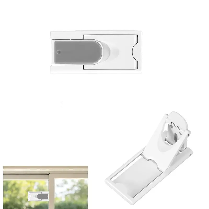 Sliding Door Lock Self-adhesive Window Lock Sliding Sash Stopper Fixation Cabinet Door Lock ABS Drawer Lock Safety Lock