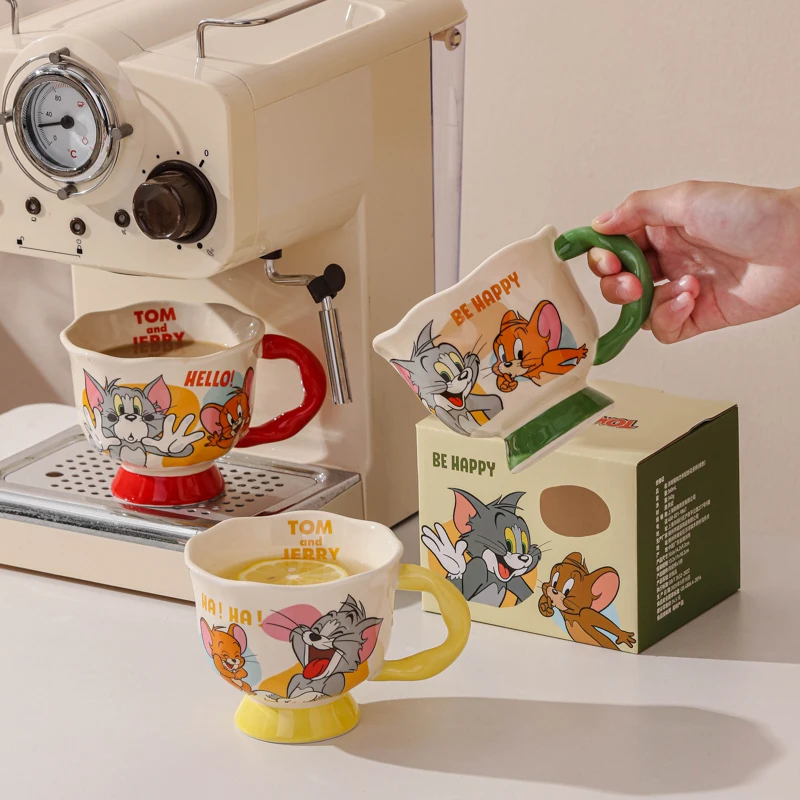 Cartoon Anime Tom and Jerry Ceramics Mug 360 ml Kawaii Drinkware Children Birthday Gifts Breakfast Coffee Milk Office Cereal Cup