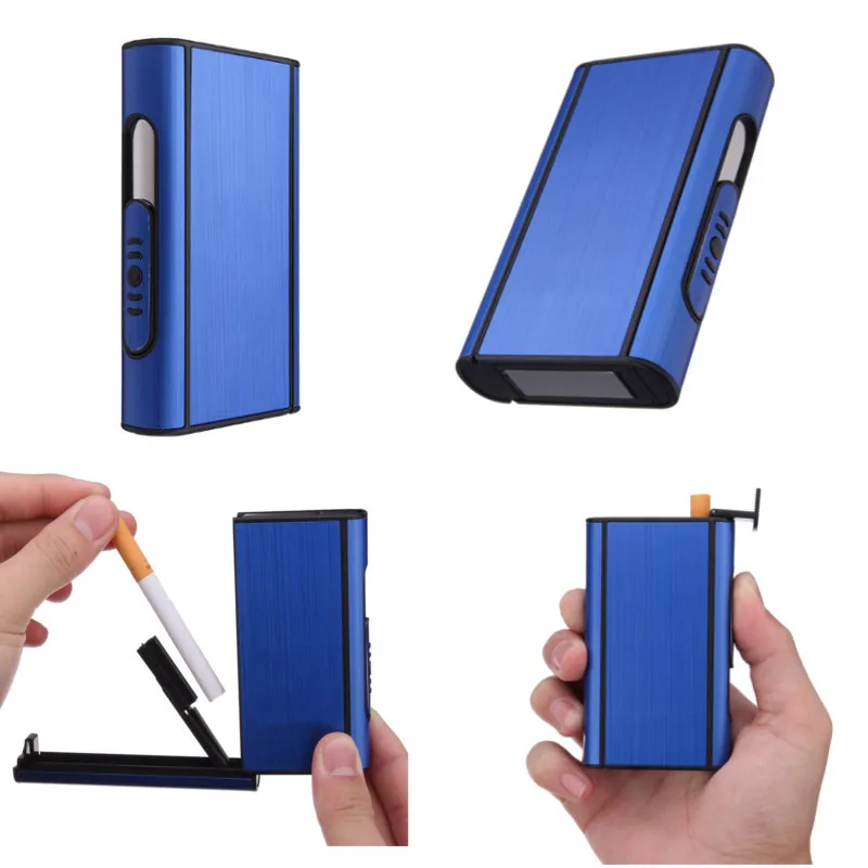 MERCURY Portable Automatic Cigarette Storage Case Aluminum 10 Sticks Tobacco Herb Storage Box Men\'s Smoking Accessories Gifts