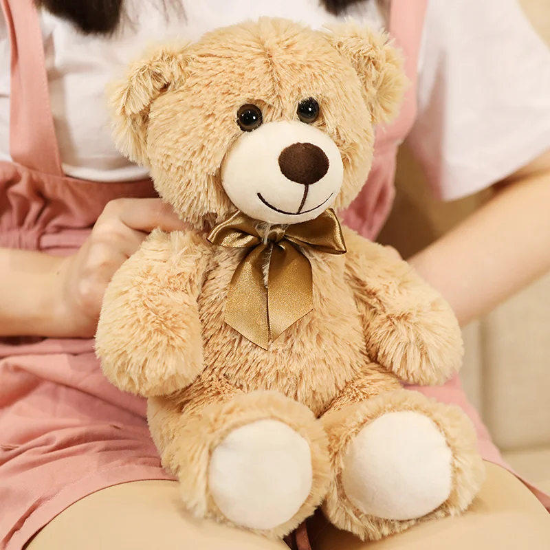 35CM Cute Colorful Bow Tie Bear Doll Plush Toy Hug Bear Doll Children Birthday Gift Pillow Teddy bear Home Living Room Bedroom