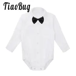 Infant Baby Boys Formal Gentleman Shirts Bodysuit White Newborn Boy Wedding Party Clothes Long Sleeve Body Jumpsuit  3-24 Months