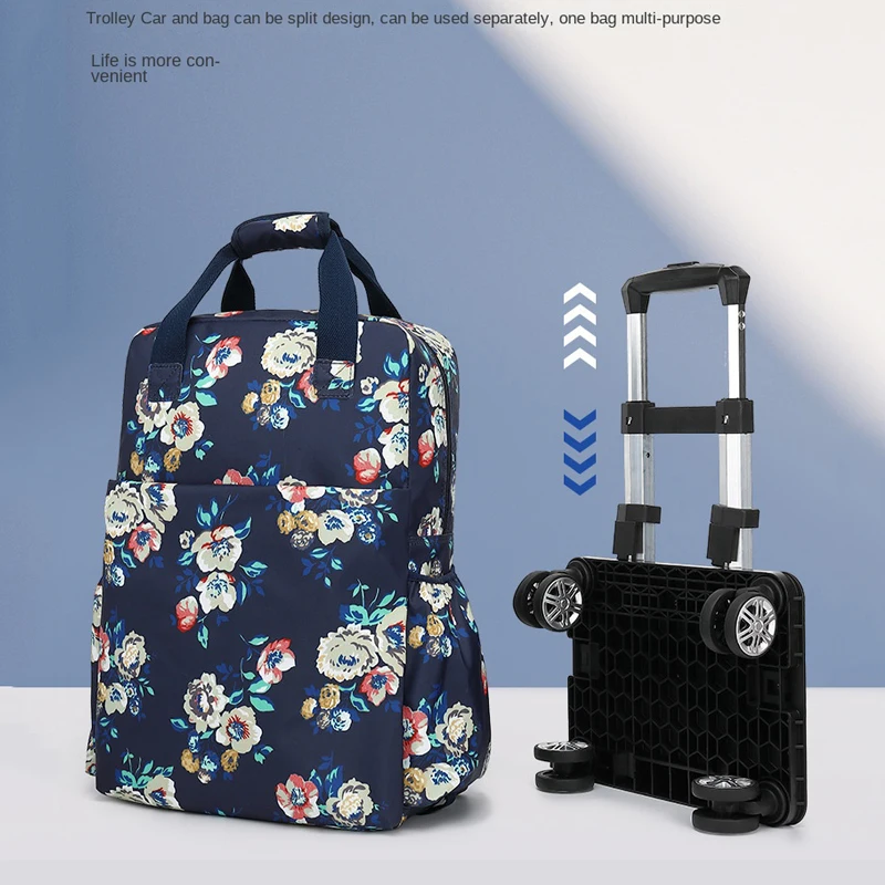 Frauen reisen Trolley Taschen Reise rucksack mit Rädern Gepäckwagen Rucksack Oxford Roll gepäck Koffer Boarding Bag