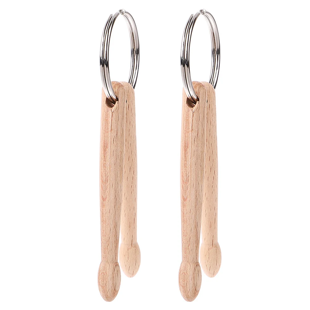 

2Pcs Mini Drum Keychain Heavy Duty Wooden Key Ring Bangle Natural Finish Key Holder for Home Office Car Music Lovers Style