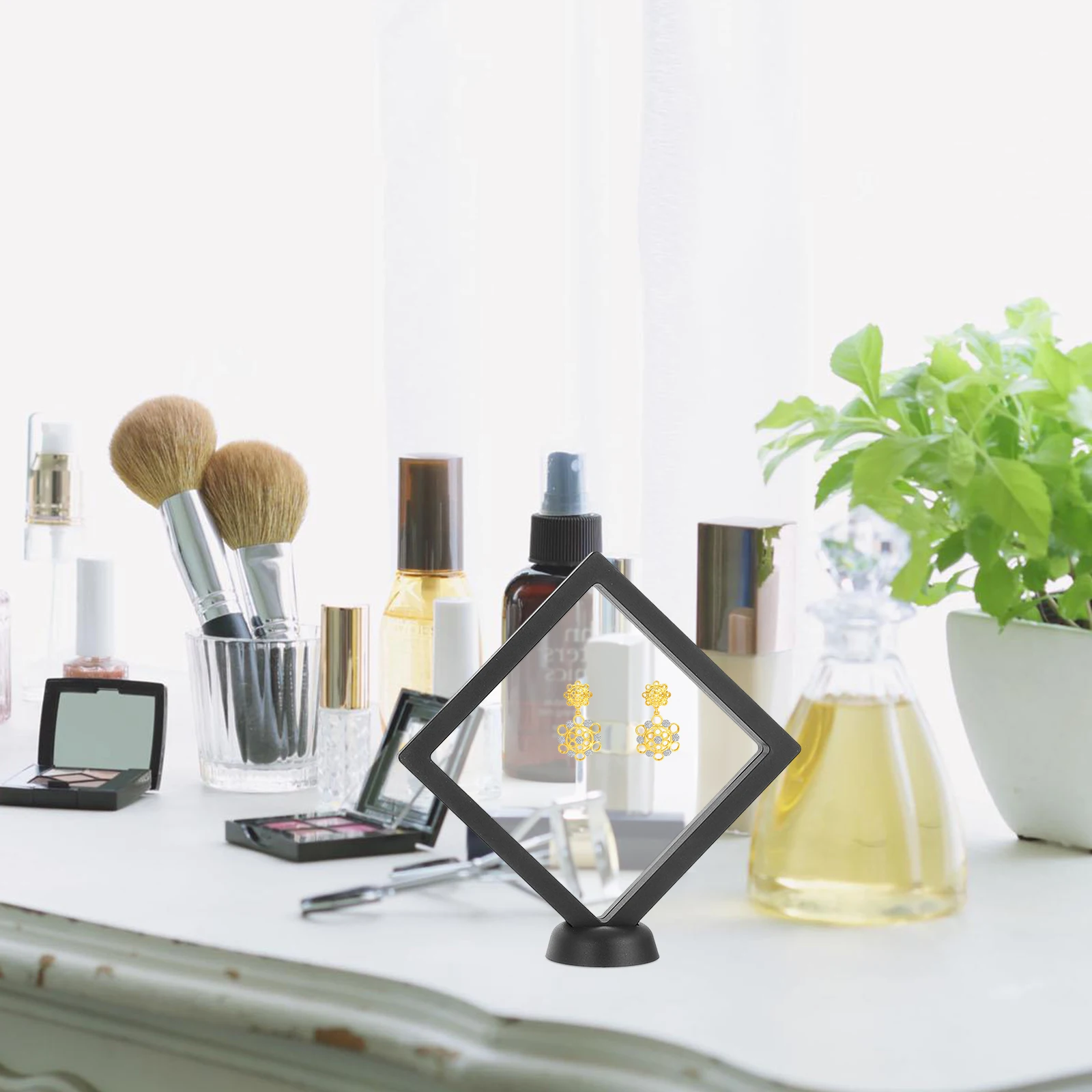

2pcs Jewelry Floating Frame Display Holder Stands Suspension Frame For Earrings Rings Necklaces Bracelets Storage Oxidation