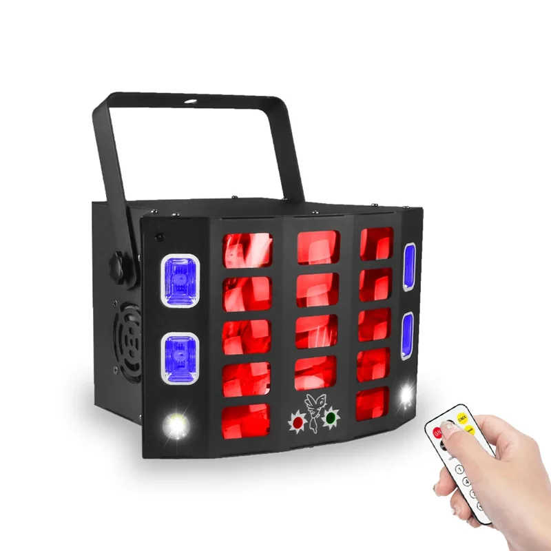 

Pop Remote Butterfly Light Dyeing Pattern Laser Strobe 4IN1 Effect Light Dmx512 Light Show Equipment DJ Party Club Bar Event Sho