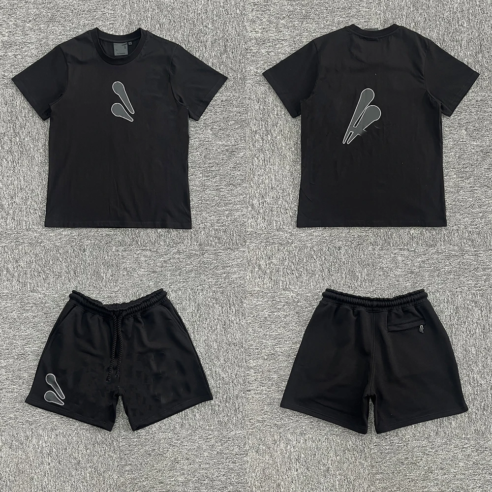 

SY-107 Короткий спортивный костюм для бега, уличная футболка и брюки, весенняя одежда, мужской летний черный розовый костюм